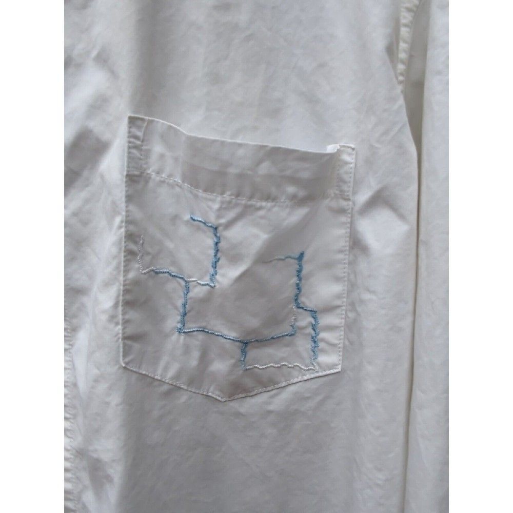Pavi Shirt Made in Italy LG White Blue Embroidered Button Gigolo shirt - Picture 7 of 15